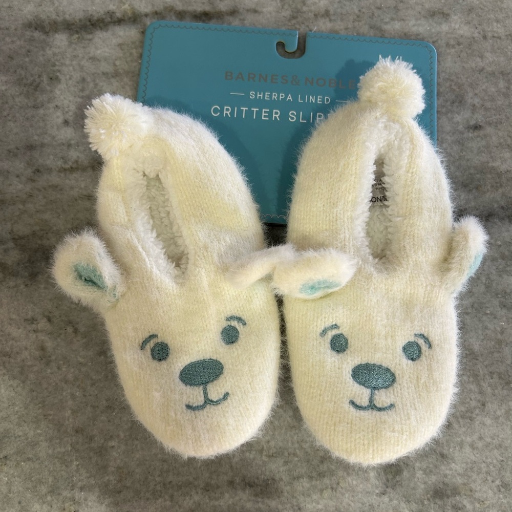 Barnes & Noble Sherpa Lined Critter Slippers Size 10-12US